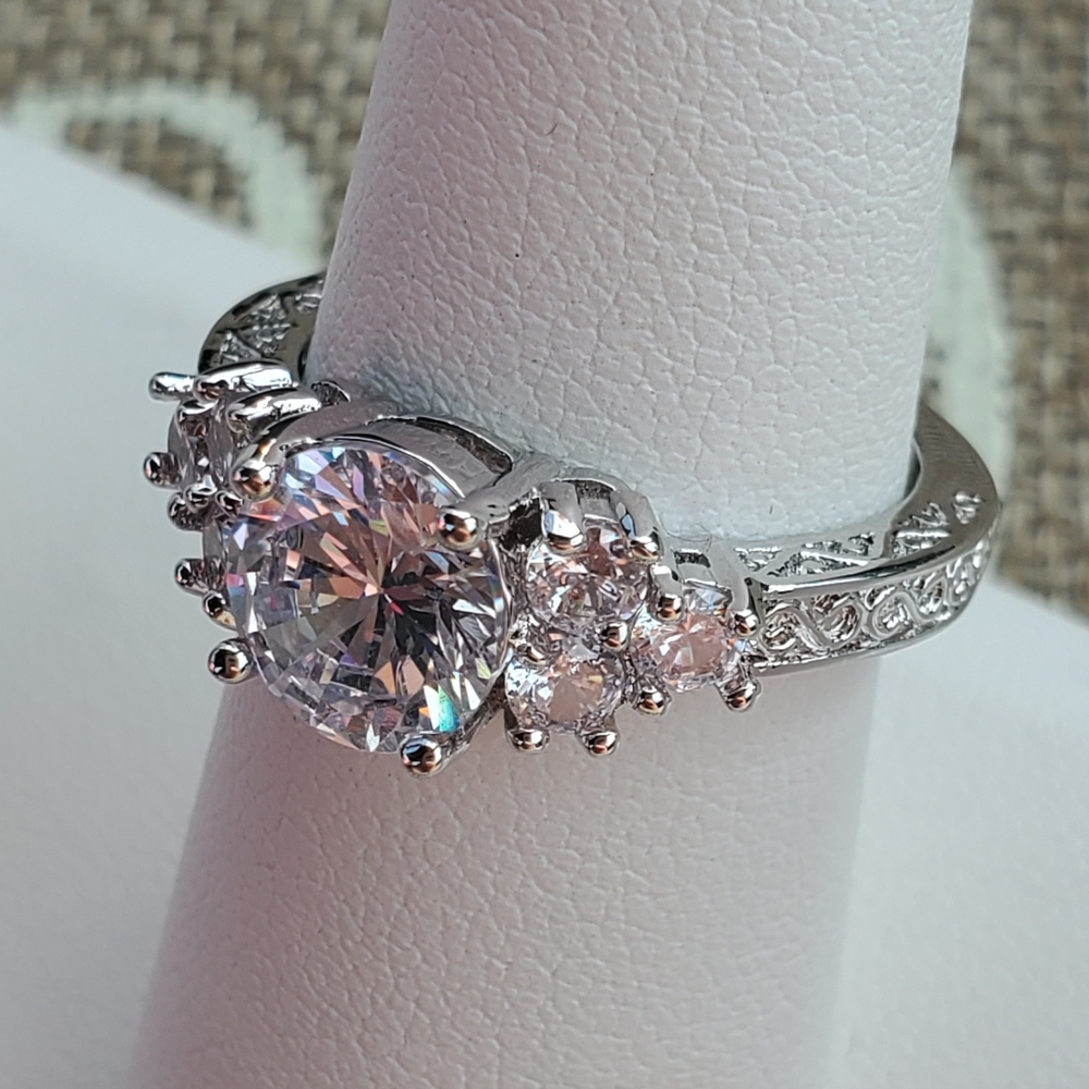 White Gold Diamond Trilogy Ring - image 5